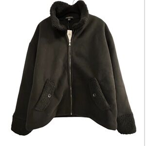 BANANA REPUBLIC Sherpa Bomber Jacket Women's Size Medium Black NWT